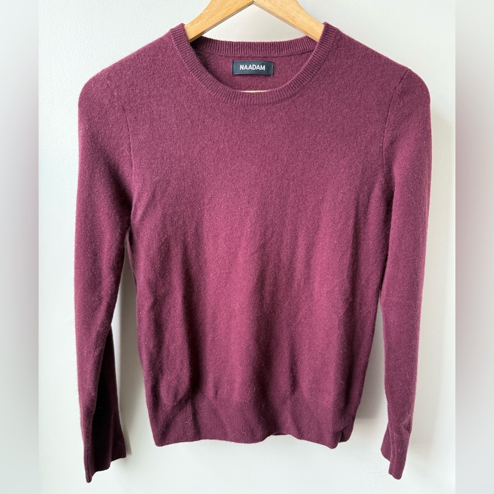 NAADAM Burgundy‎ 100% Cashmere Sweater Classic Old Money Quiet Luxury Cozy XS